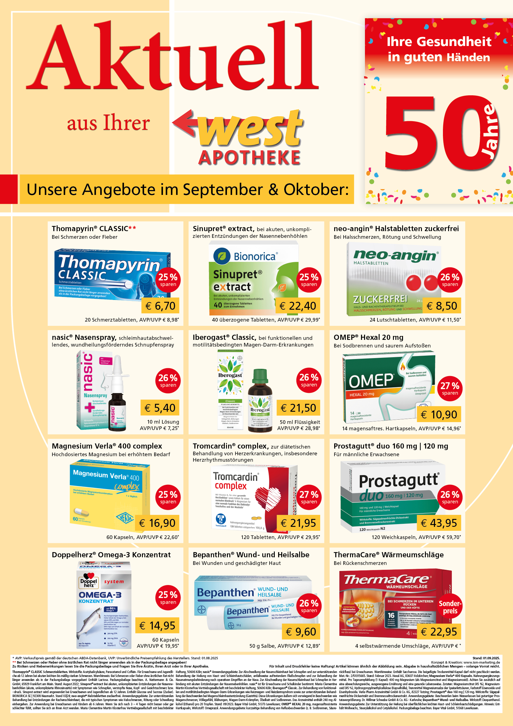 Angebotsposter der West-Apotheke für September-Oktober
